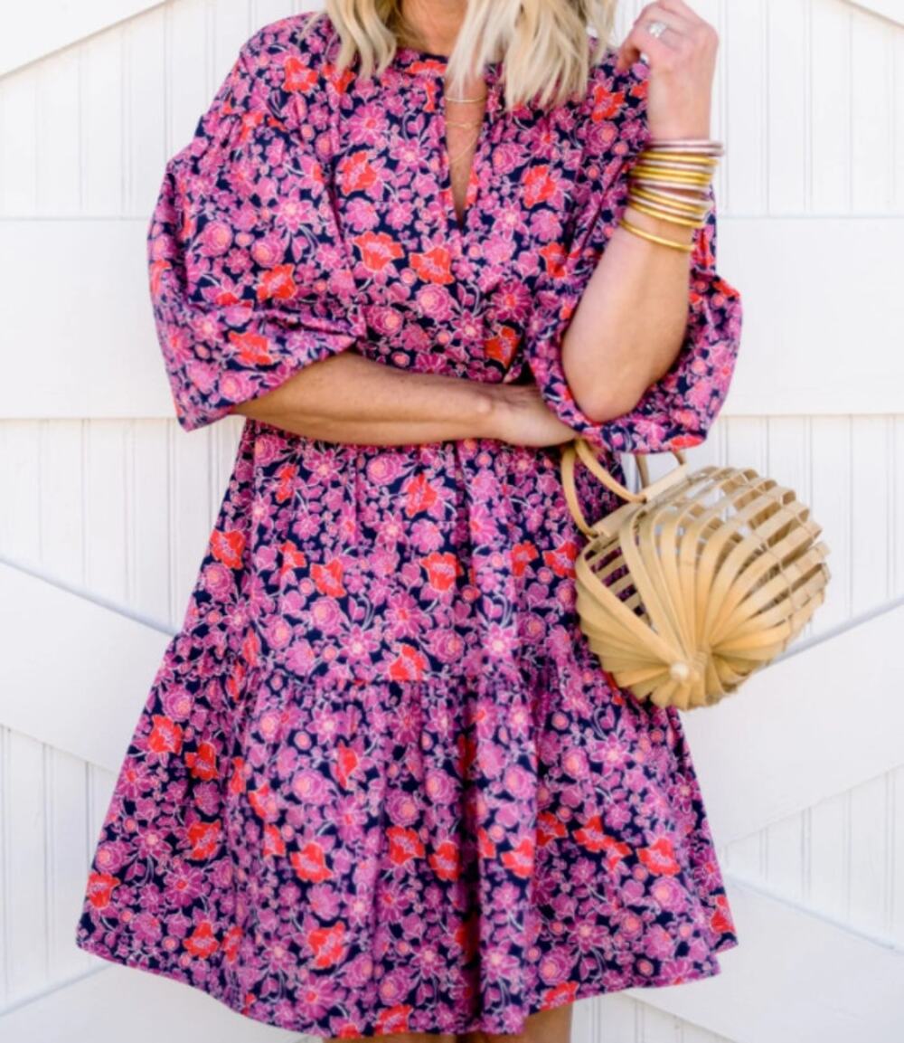 Sundry Evereve Sz 1 The Anywhere Tiered Mini Dress Ditzy Floral Print Boho Chic